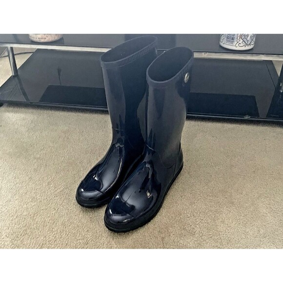 UGG Shaye Waterproof Tall Rain Boots Women’s Size 10 High Gloss Navy 1012350 - Picture 3 of 13